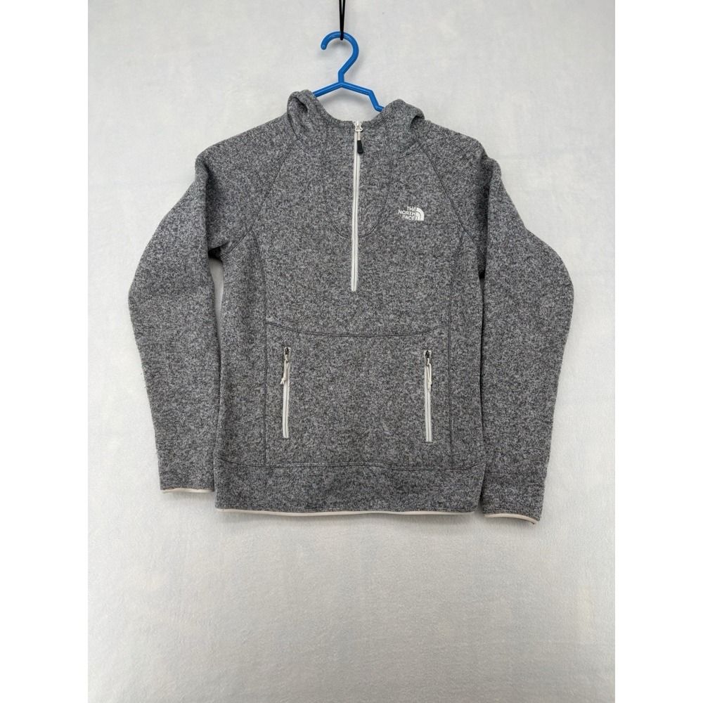 The North Face Crescent Hoodie Large Grey Fleece 1/4 Zip Hiking Pullover Women's